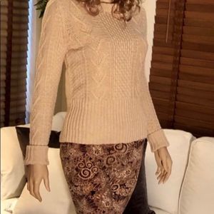 Tan Cable Knit Sweater Pullover Gap Small